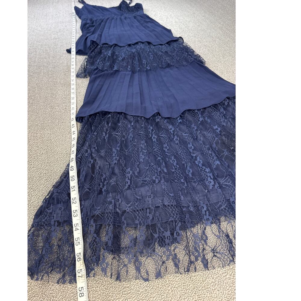 Lulus Date With a Daydream Lace Tiered Maxi Dress Navy Blue Size Small - Picture 9 of 12